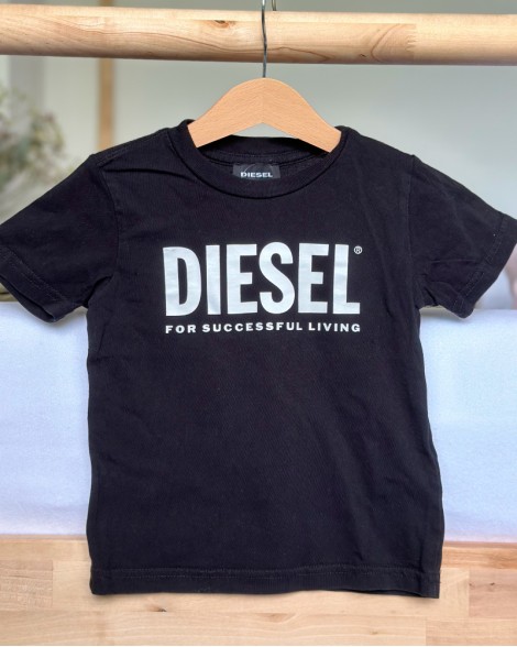 Triko dětské Diesel černé s bílým nápisem 